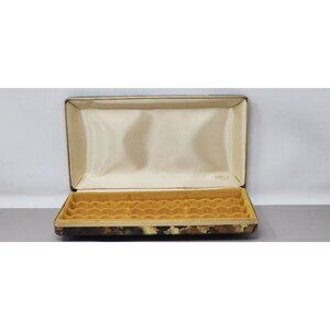 Vintage Mele Jewelry Box Brown & Gold Floral‎ Velvet Lined Storage Case